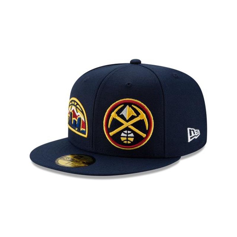 NBA Denver Nuggets Double Hit 59Fifty Fitted (SBX7348) - Blue New Era Caps